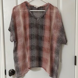 CAbi Multicolored Short Sleeve Boxy Blouse